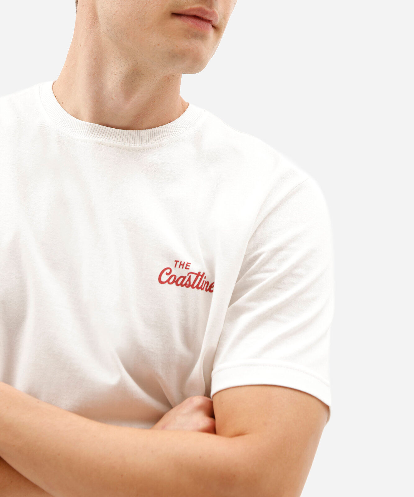 camiseta masculina comfort de algodão malhão com estampa nas costas off white