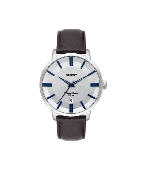 relógio masculino orient analógico calendário mbsc1038 s1nx prateado