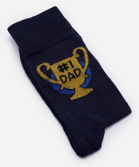 meia masculina cano alto estampada azul