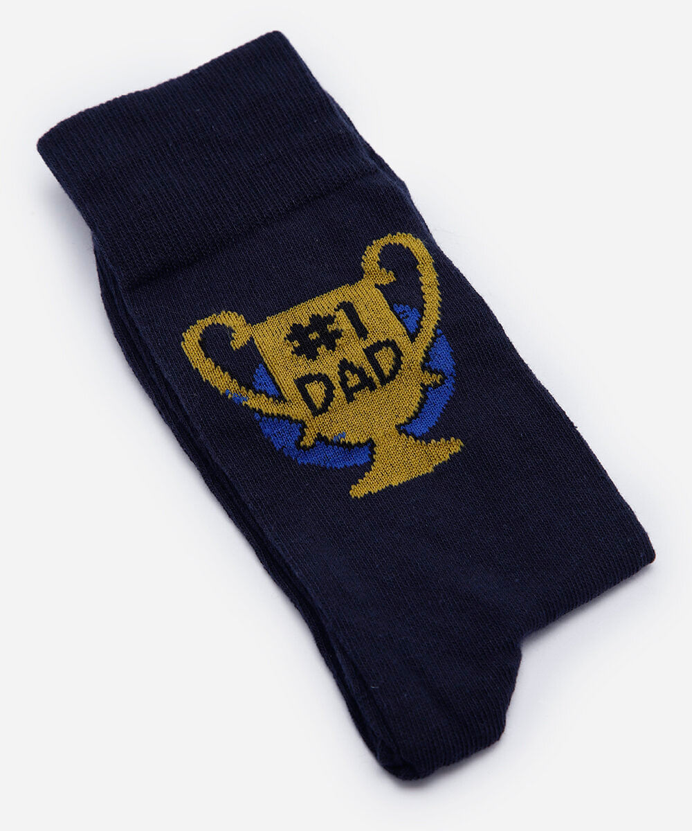 meia masculina cano alto estampada azul