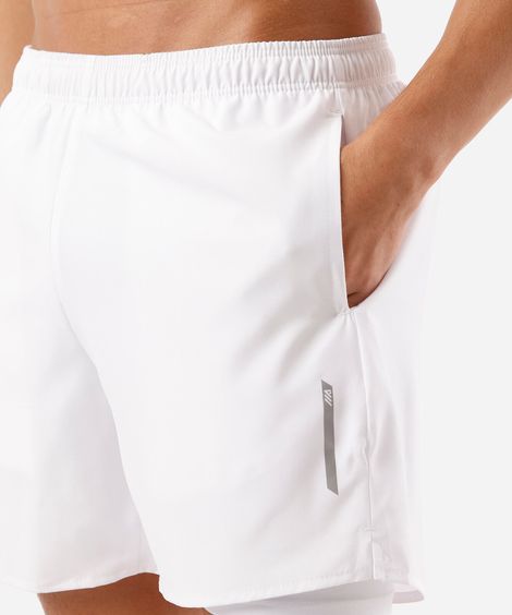 short esportivo masculino com bermuda de compressão branco