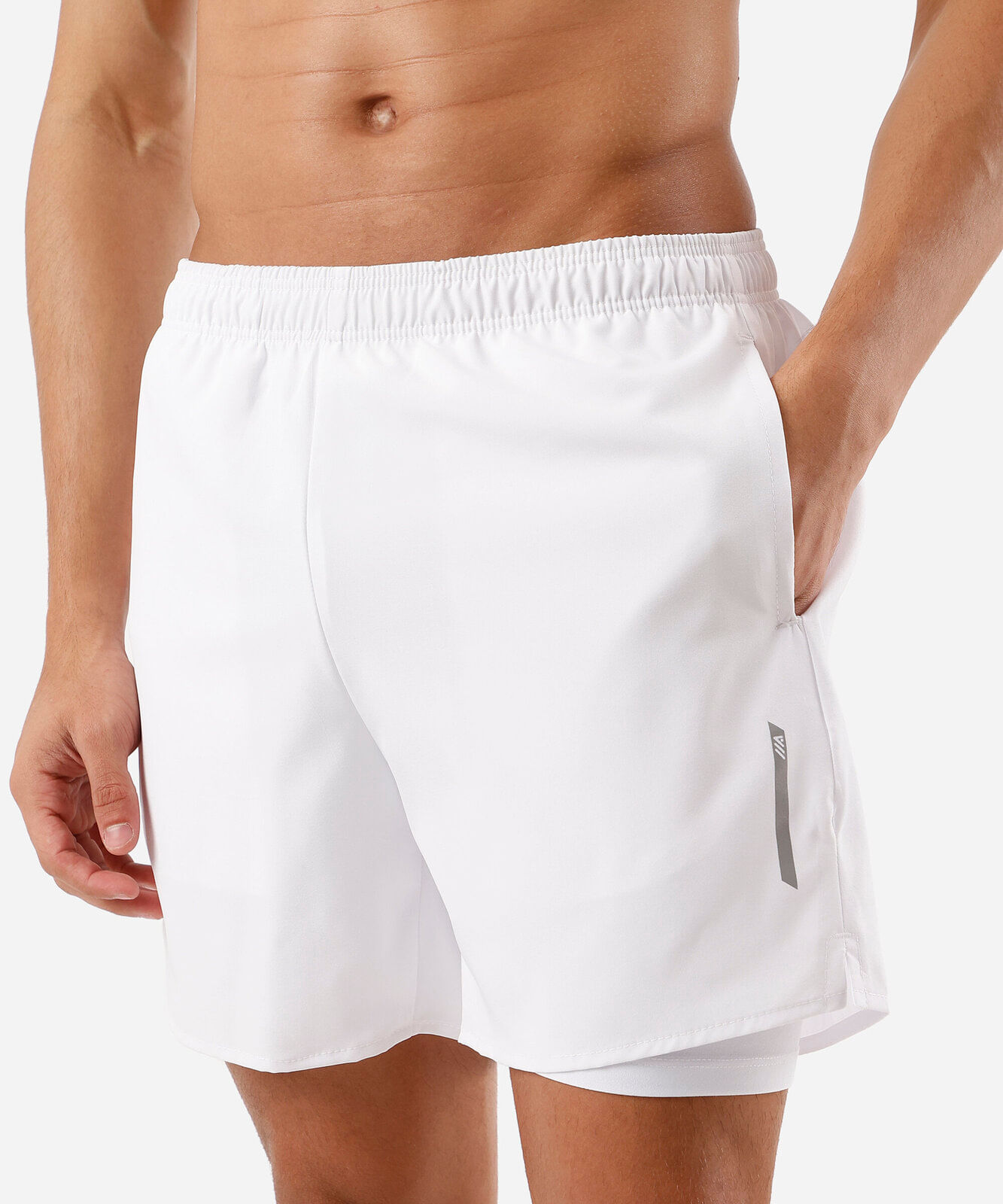 short esportivo masculino com bermuda de compressão branco