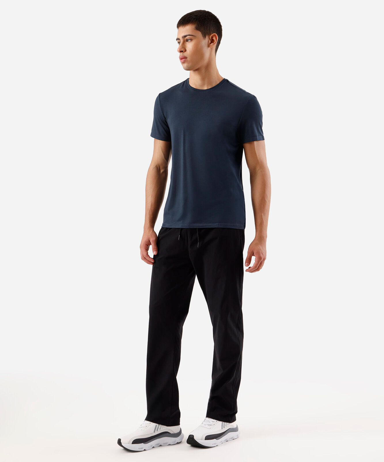 calça reta esportiva masculina de poliamida preta