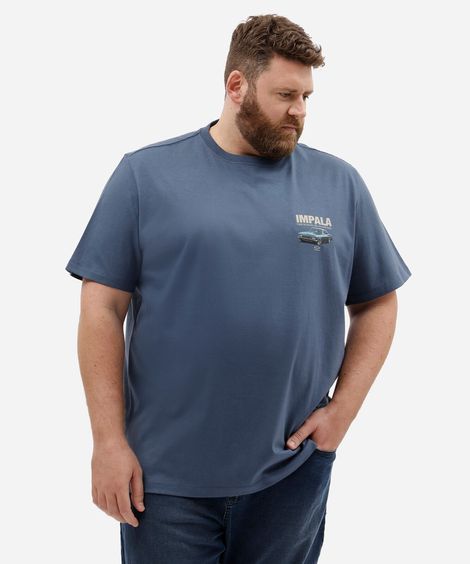 camiseta relaxed masculina chevrolet impala plus size azul
