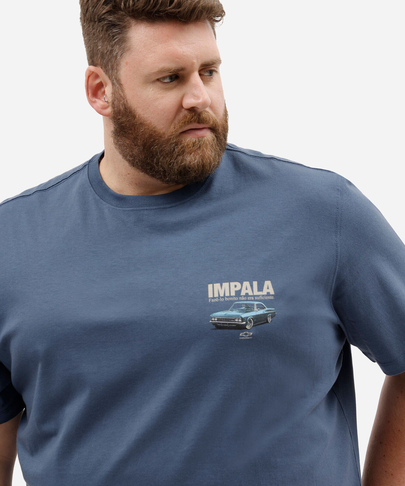 camiseta relaxed masculina chevrolet impala plus size azul