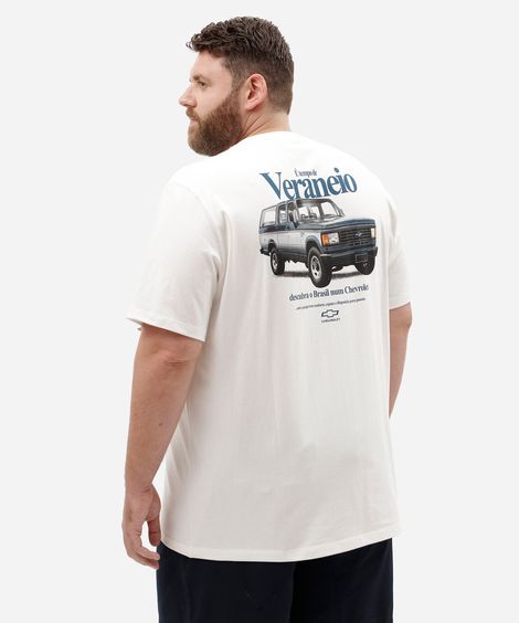 camiseta relaxed masculina chevrolet veraneio plus size off white