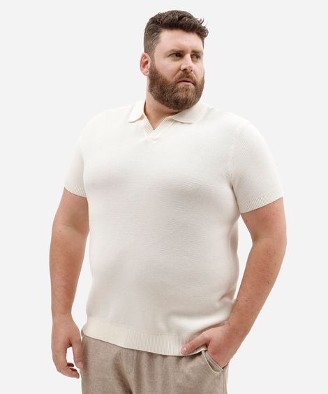 camisa polo box plus size masculina de algodão off white