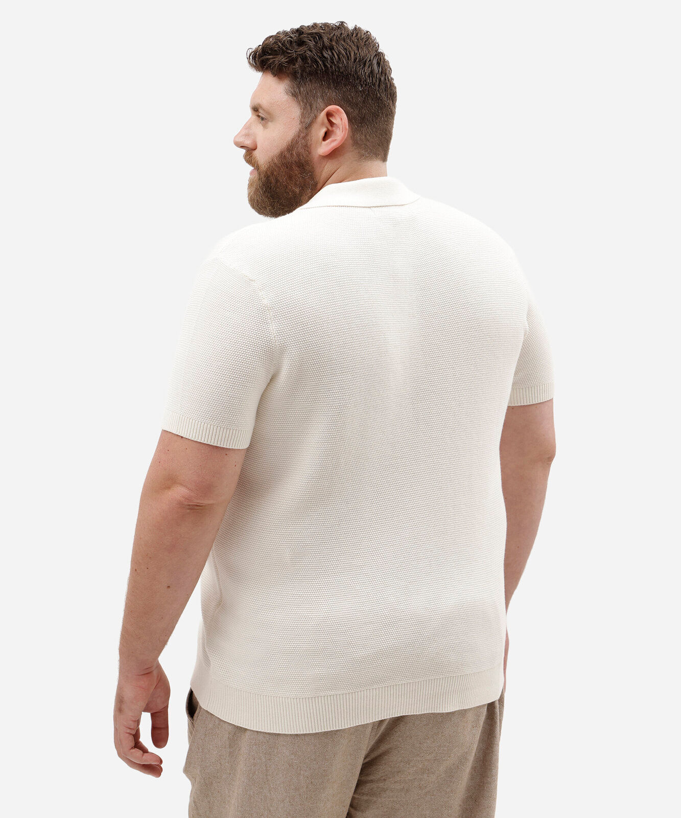 camisa polo box plus size masculina de algodão off white