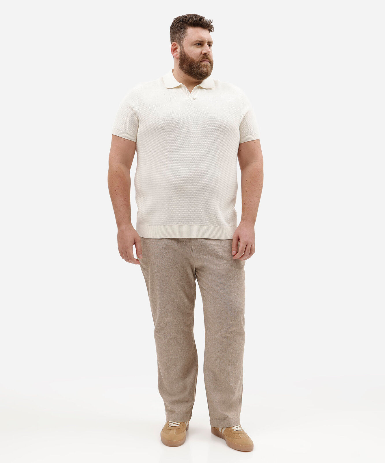 camisa polo box plus size masculina de algodão off white