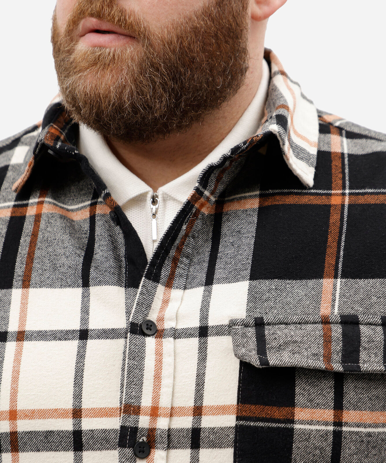 camisa masculina de algodão manga longa xadrez plus size preta
