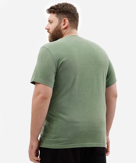 camiseta masculina de algodão manga curta estampada estonada plus size verde