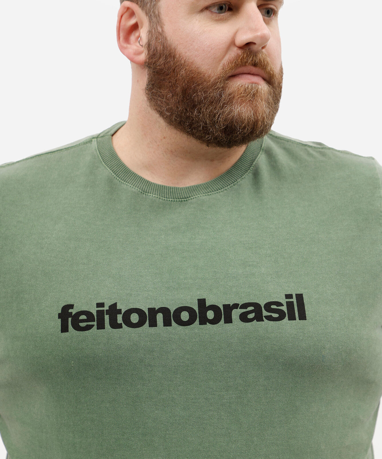 camiseta masculina de algodão manga curta estampada estonada plus size verde