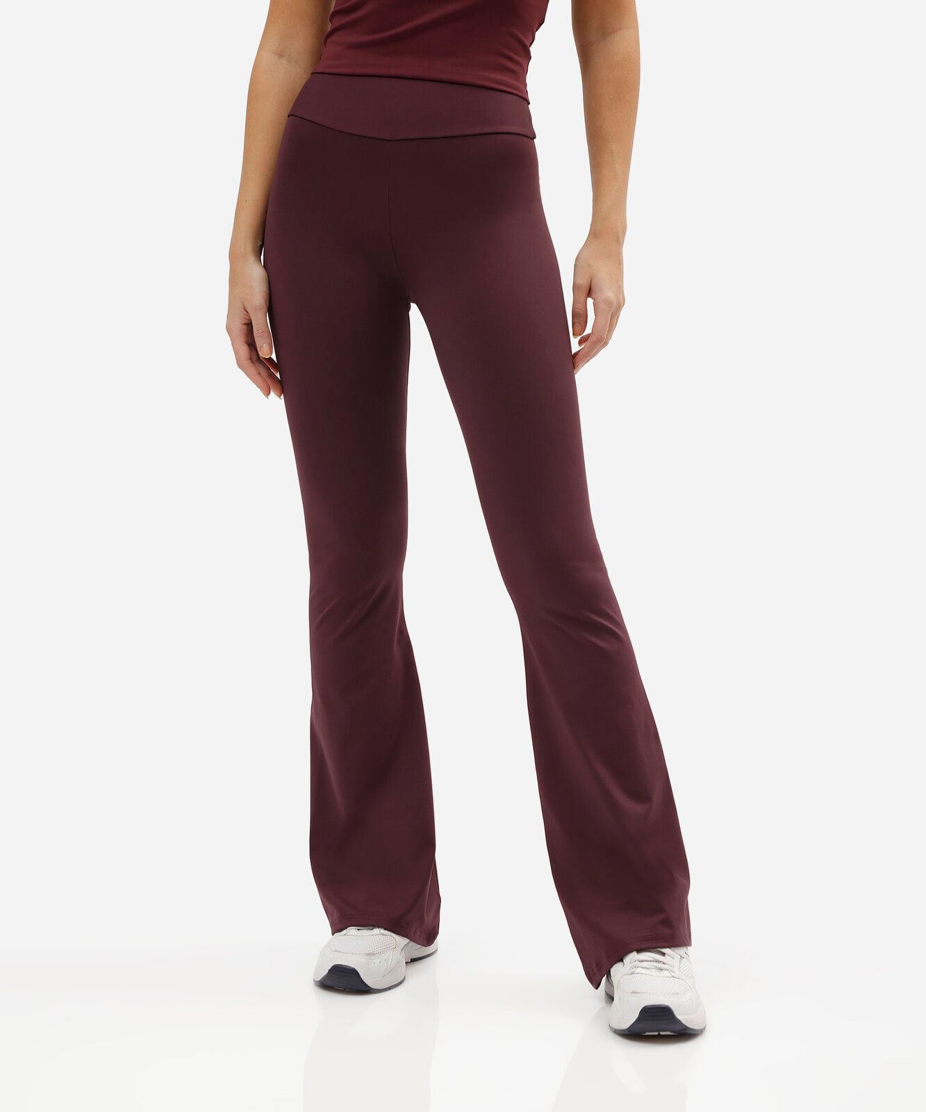 calça legging flare esportiva feminina de poliamida vinho