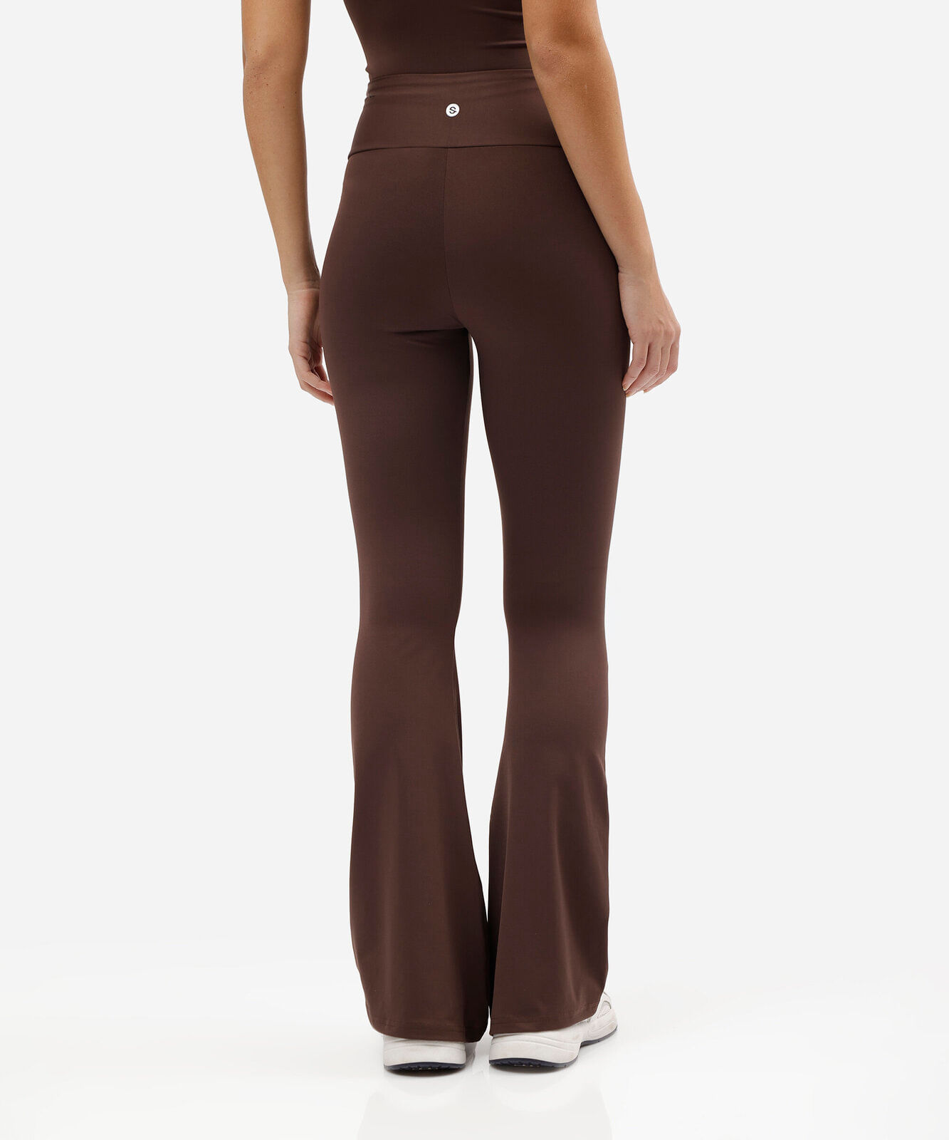 calça legging flare esportiva feminina de poliamida marrom