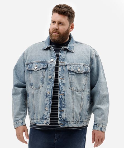 jaqueta masculina jeans plus size azul