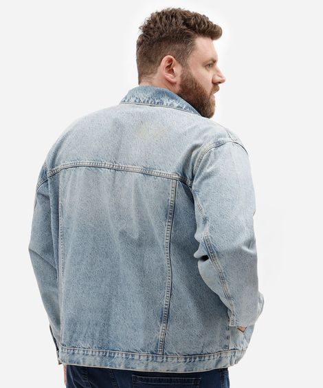 jaqueta masculina jeans plus size azul