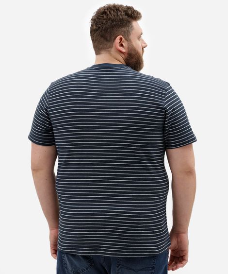 camiseta masculina comfort listrada plus size off white