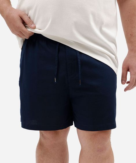 bermuda reta masculina cós com cordão plus size azul