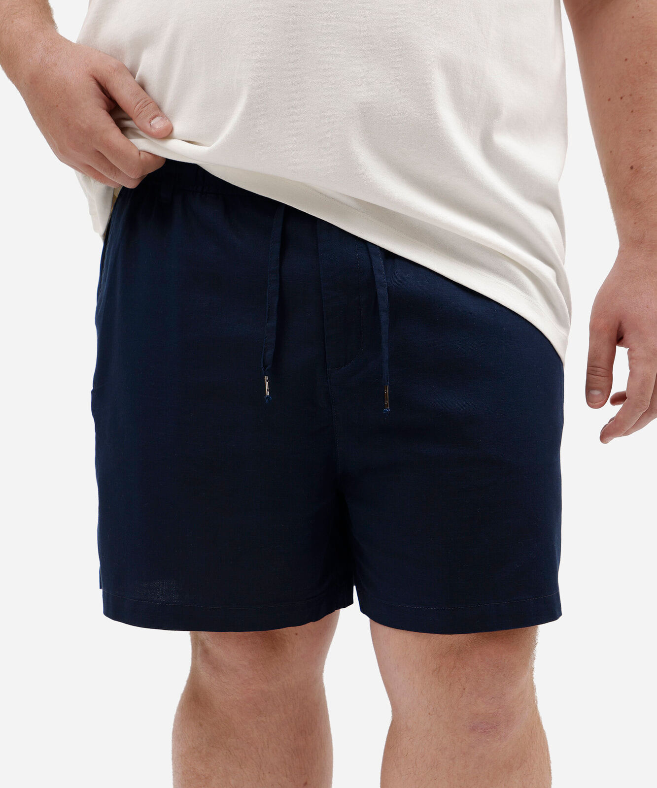 bermuda reta masculina cós com cordão plus size azul