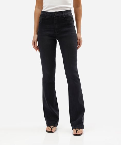 calça boot cut feminina jeans sawary preta