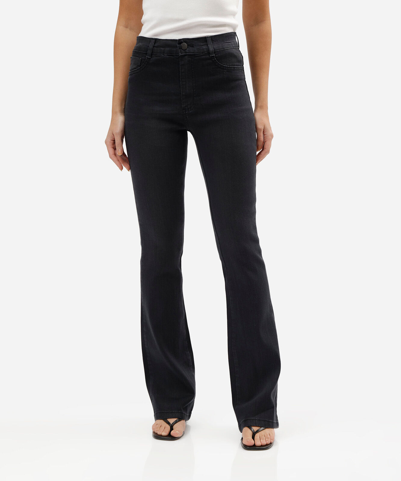 calça boot cut feminina jeans sawary preta