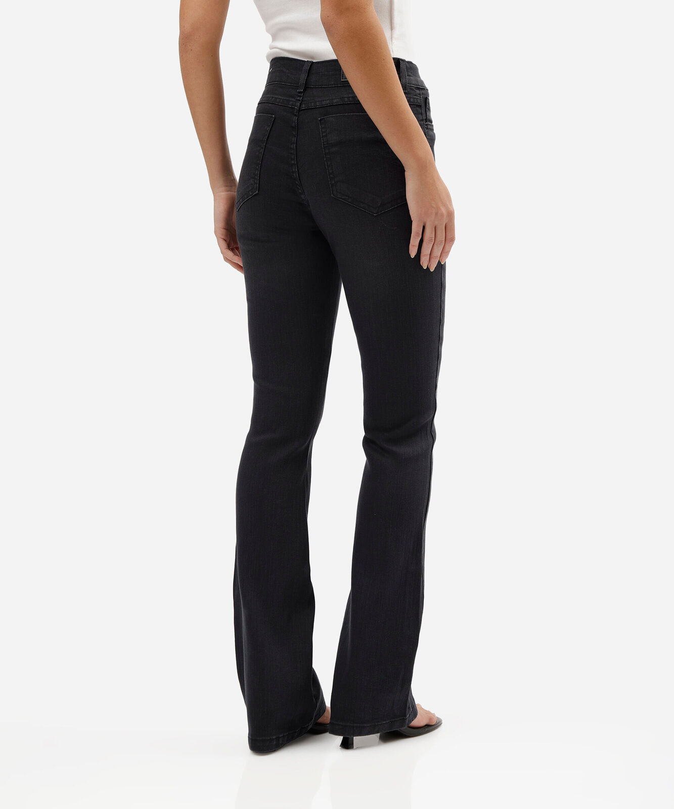 calça boot cut feminina jeans sawary preta