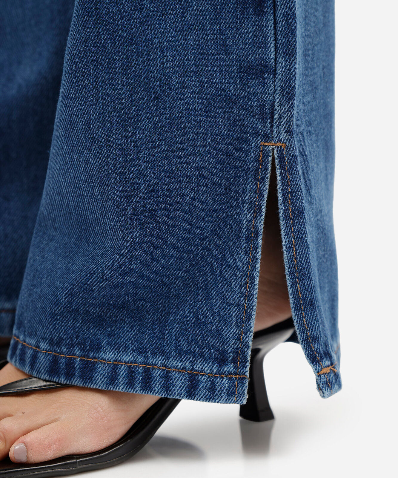 calça wide leg slim feminina cintura baixa azul
