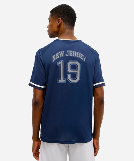 camiseta masculina esportiva com recortes ovesized azul