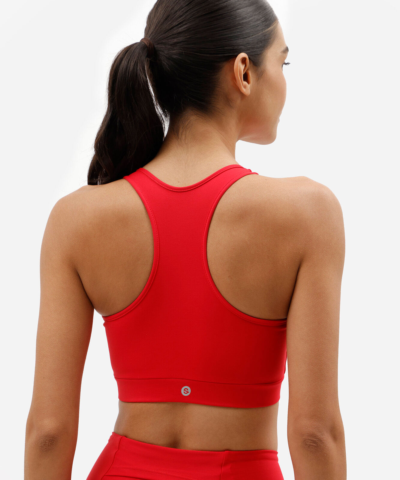 top nadador feminino esportivo com zíper vermelho
