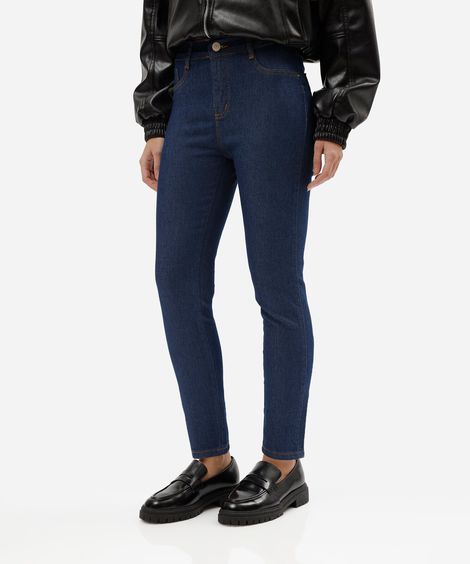 calça cigarrete feminina jeans cintura alta sawary azul