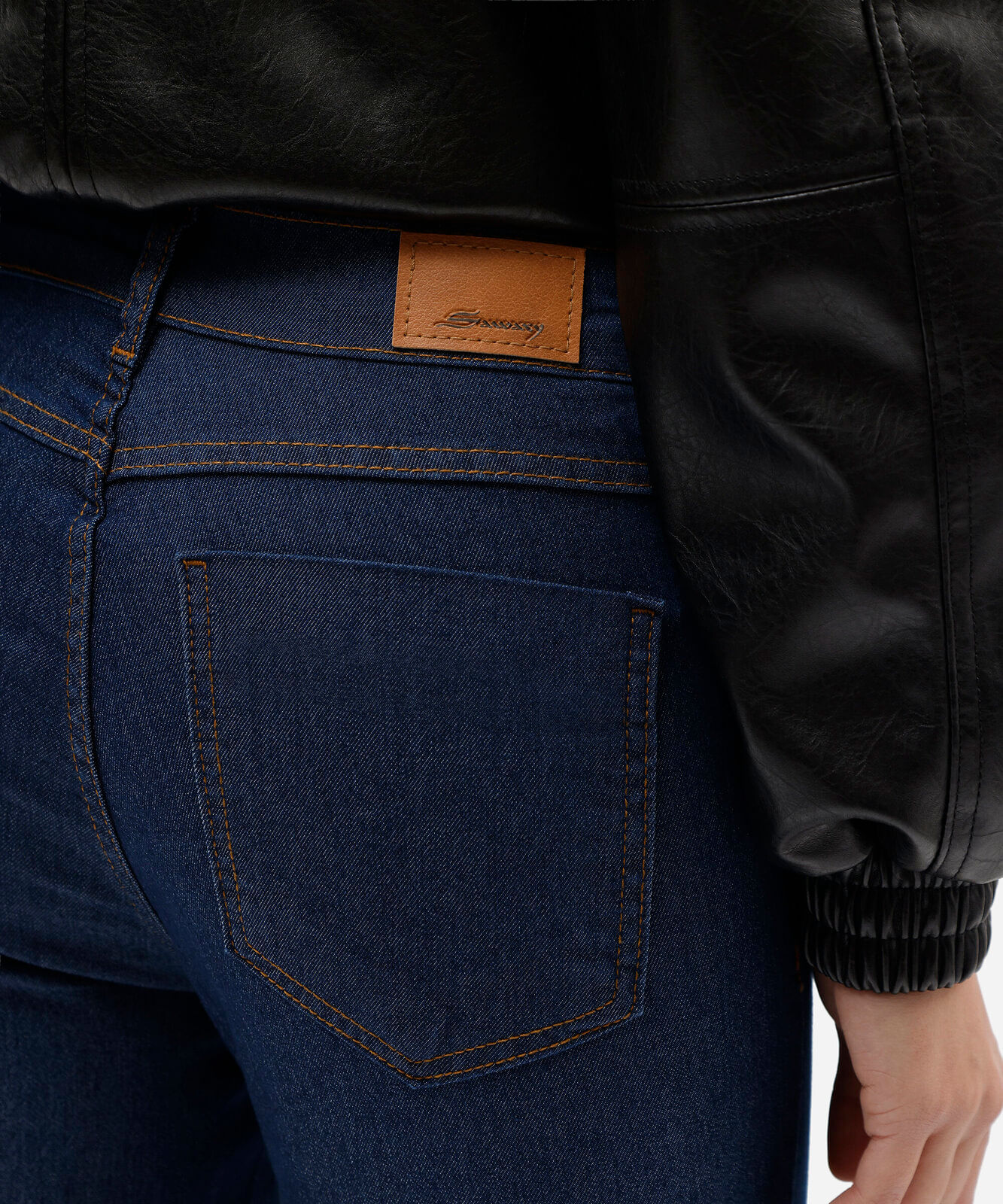 calça cigarrete feminina jeans cintura alta sawary azul