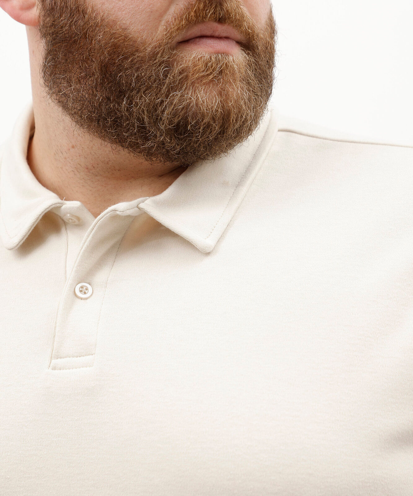 camisa polo masculina plus size de malha suedine bege
