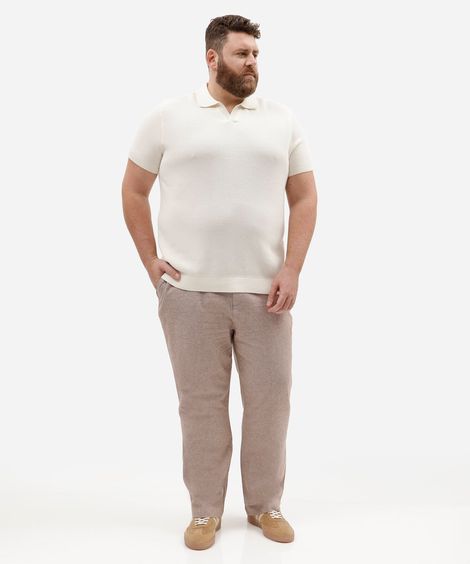 calça jogger masculina com linho plus size bege
