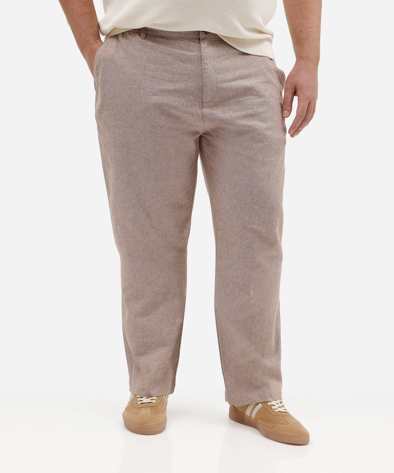 calça jogger masculina com linho plus size bege