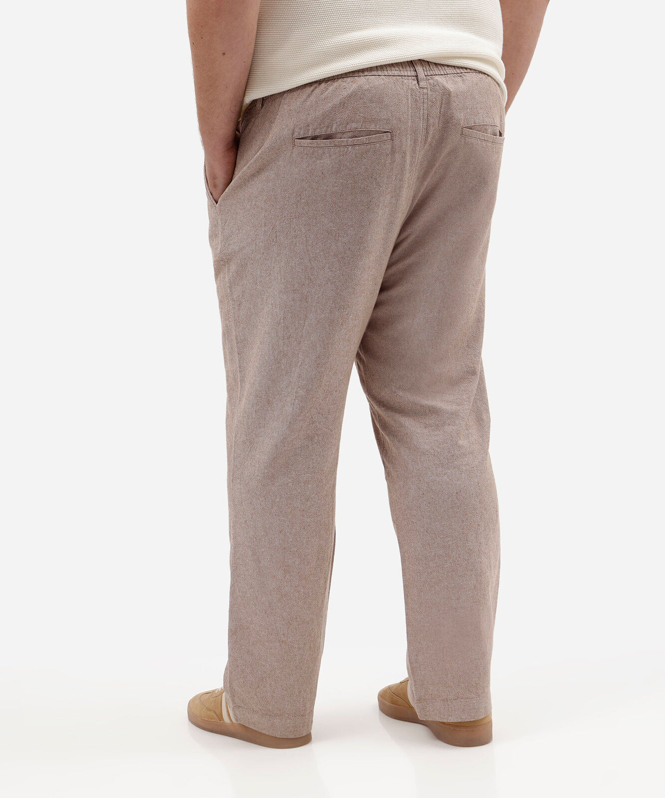 calça jogger masculina com linho plus size bege