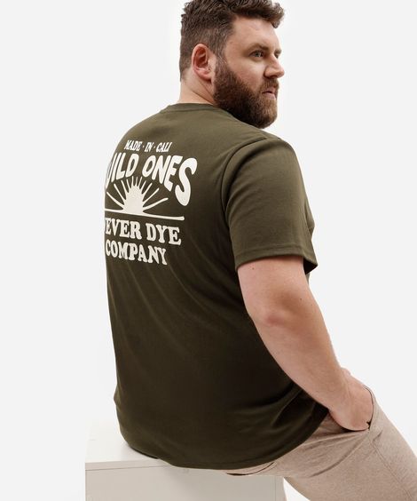 camiseta masculina com algodão manga curta estampada plus size verde