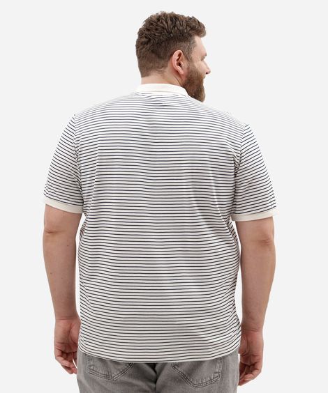 polo masculina manga curta listrada plus size off white