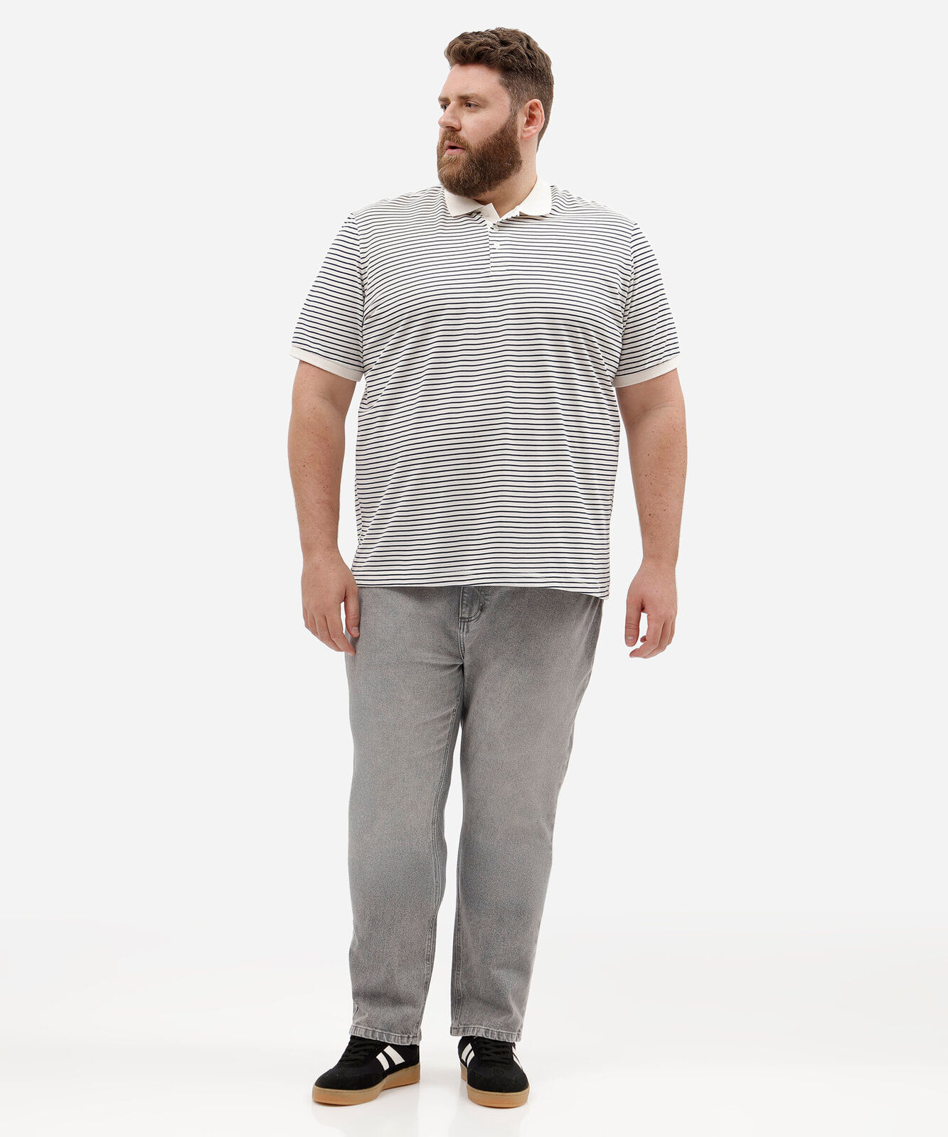 polo masculina manga curta listrada plus size off white