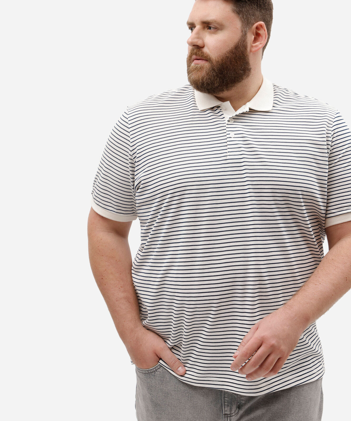 polo masculina manga curta listrada plus size off white