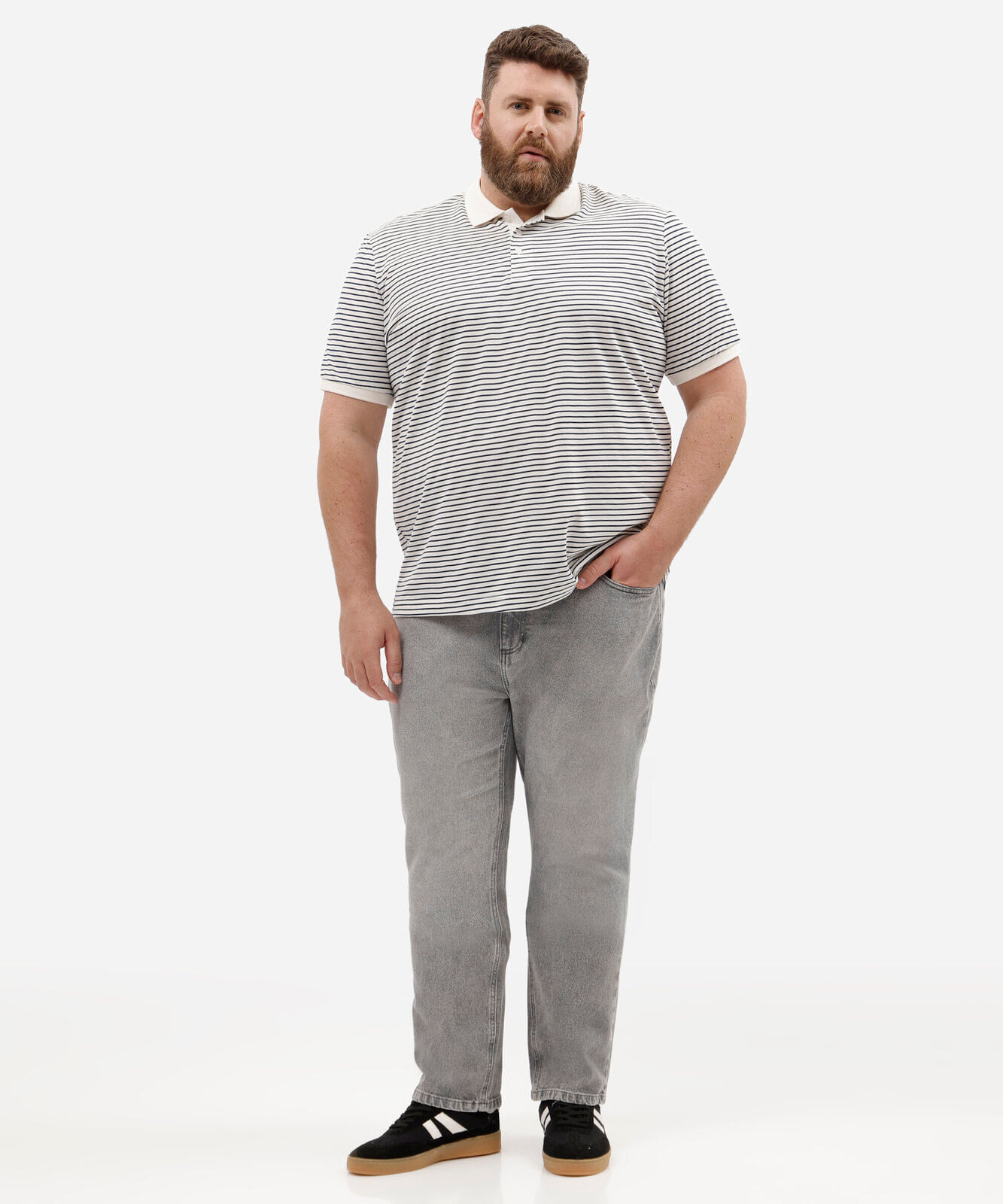 calça reta masculina jeans plus size cinza