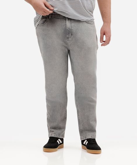 calça reta masculina jeans plus size cinza