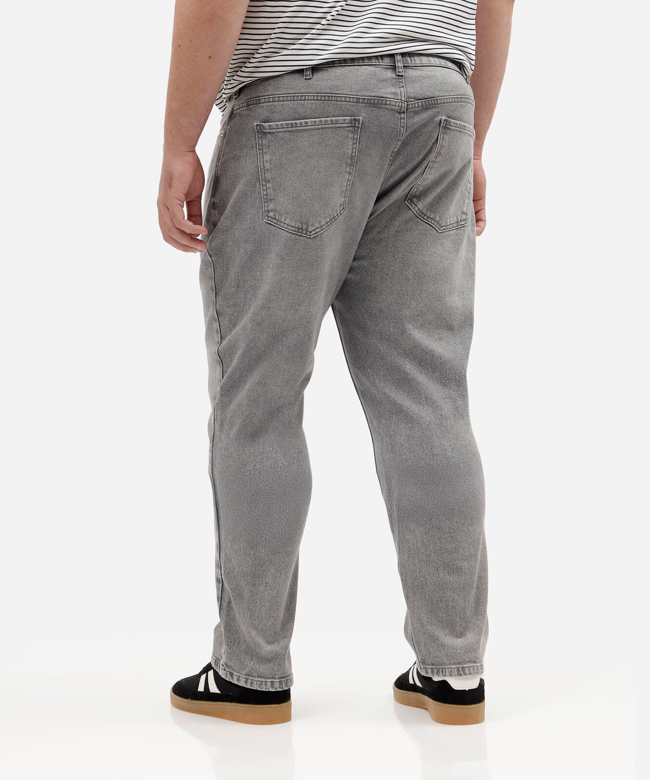 calça reta masculina jeans plus size cinza