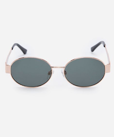 óculos de sol feminino oval de metal dourado