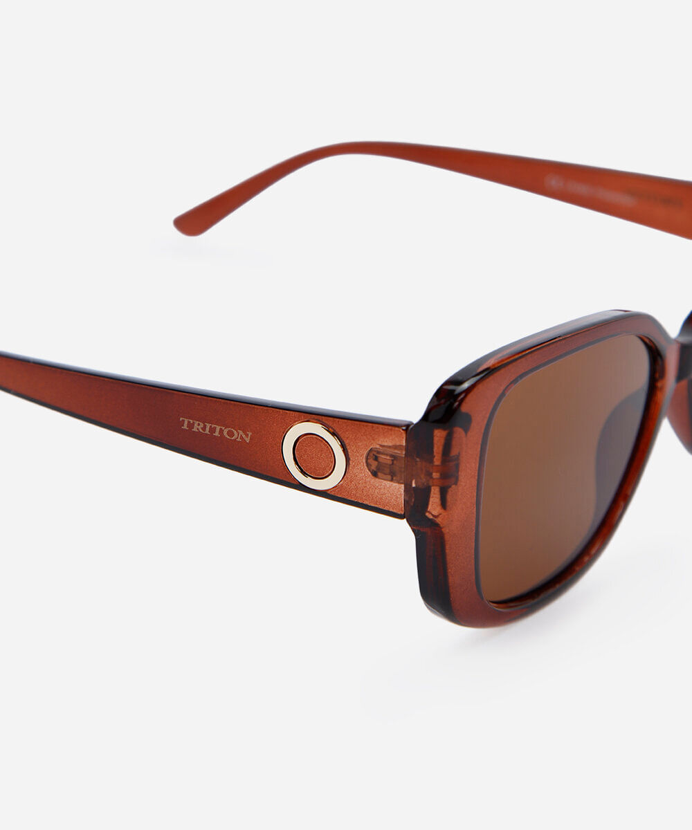 óculos de sol feminino quadrado de acetato triton marrom