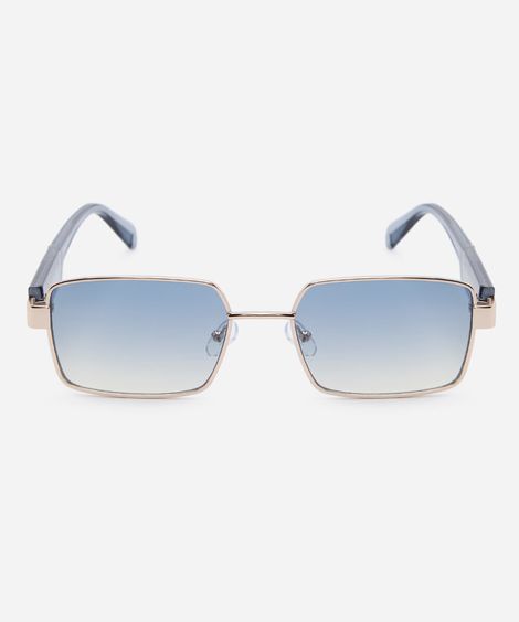 óculos de sol unissex quadrado de metal triton dourado