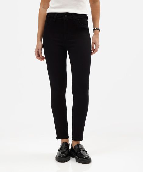 Calça de Sarja Feminina Cintura Alta Sawary Cigarrete Preta