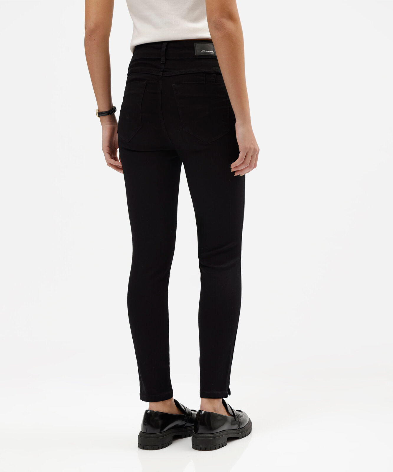 Calça de Sarja Feminina Cintura Alta Sawary Cigarrete Preta