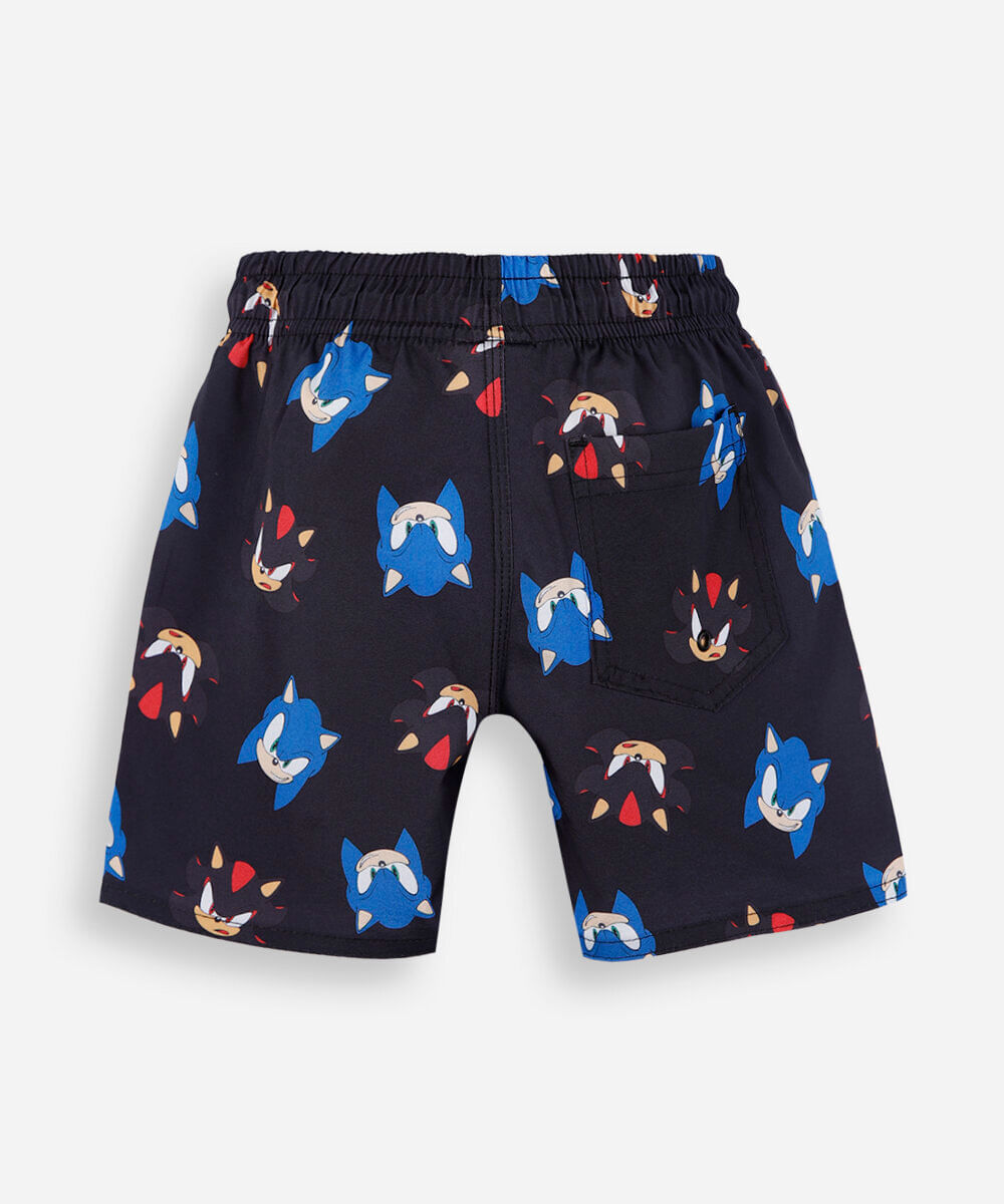 short boardshort infantil cós elástico sonic colorido