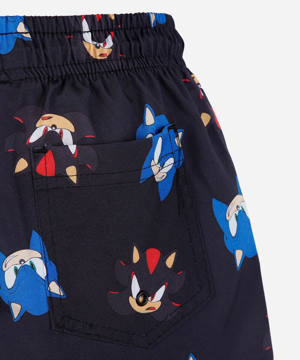 short boardshort infantil cós elástico sonic colorido