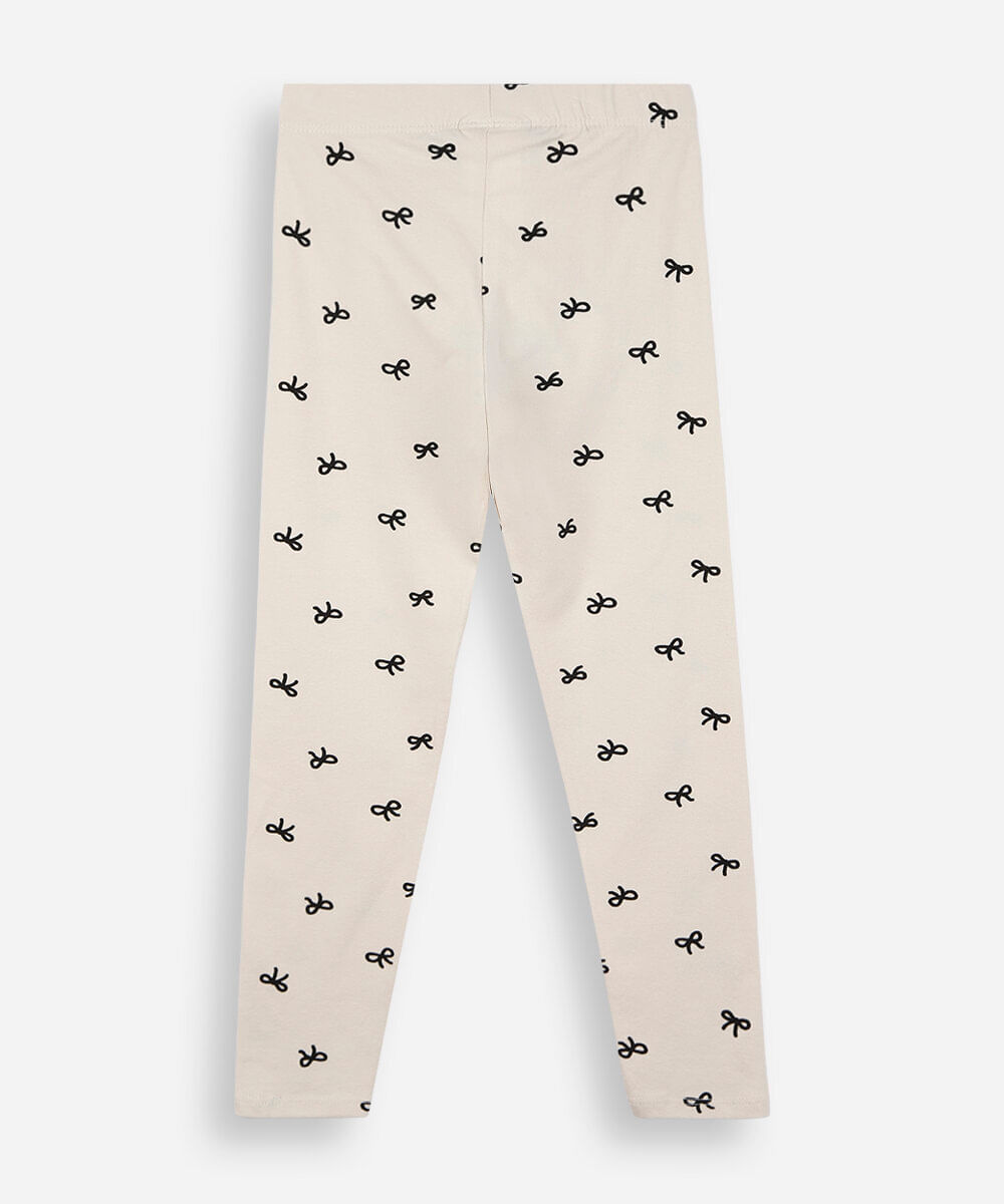 kit de 2 calças legging infantil de algodão laços  colorido